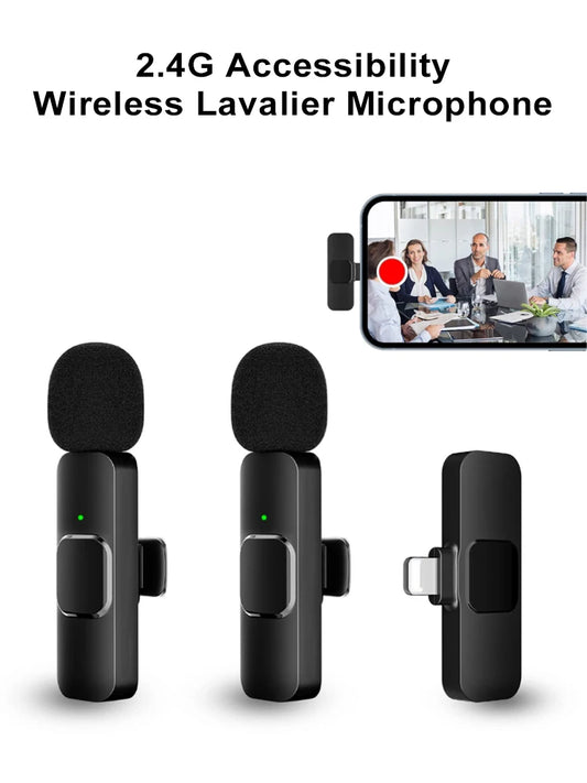 New Wireless Lavalier Microphone Portable Audio Video Recording Mini Mic for iPhone Android Live Broadcast Gaming Phone Mic